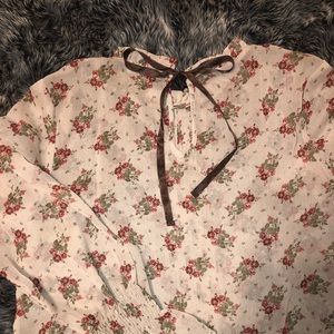 Floral long sleeve sheer blouse